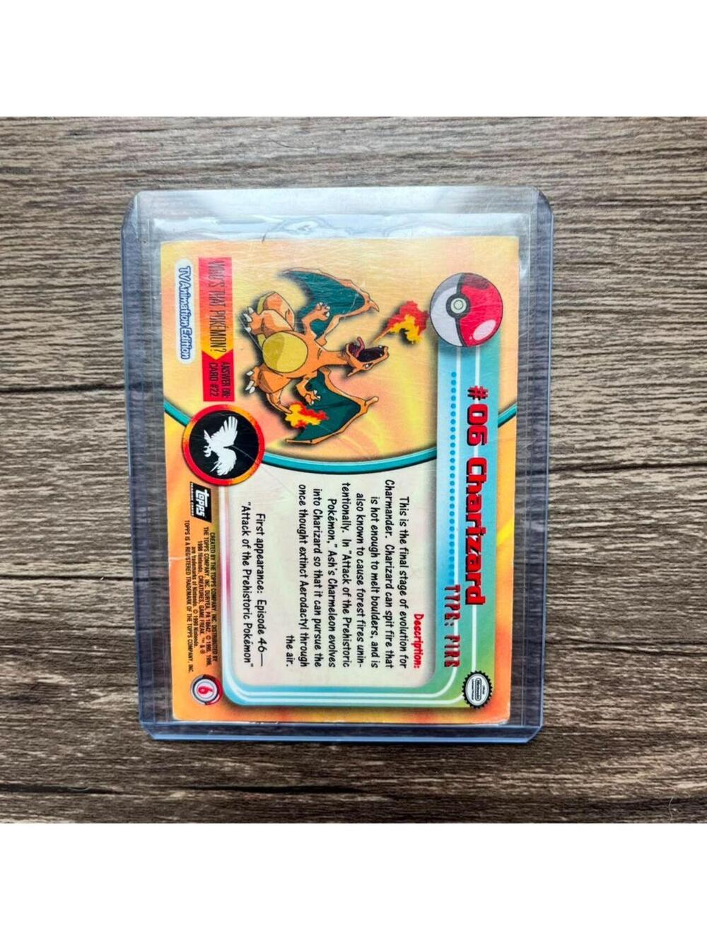#06 Charizard - Topps TV Animation Edition - 1999 - TYPE FIRE - Card #22 Back - Picture 2 of 2